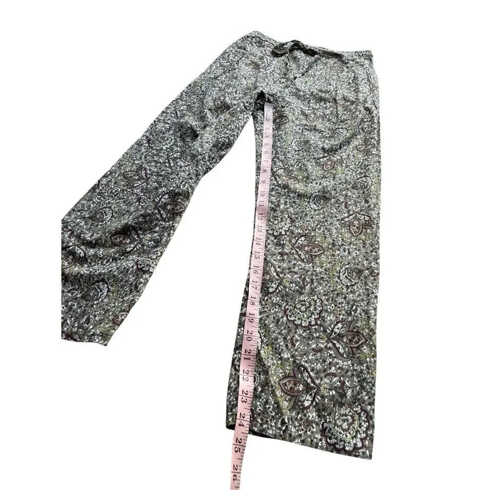 ZARA Floral Print Linen/Cotton Blend Pants Size XS